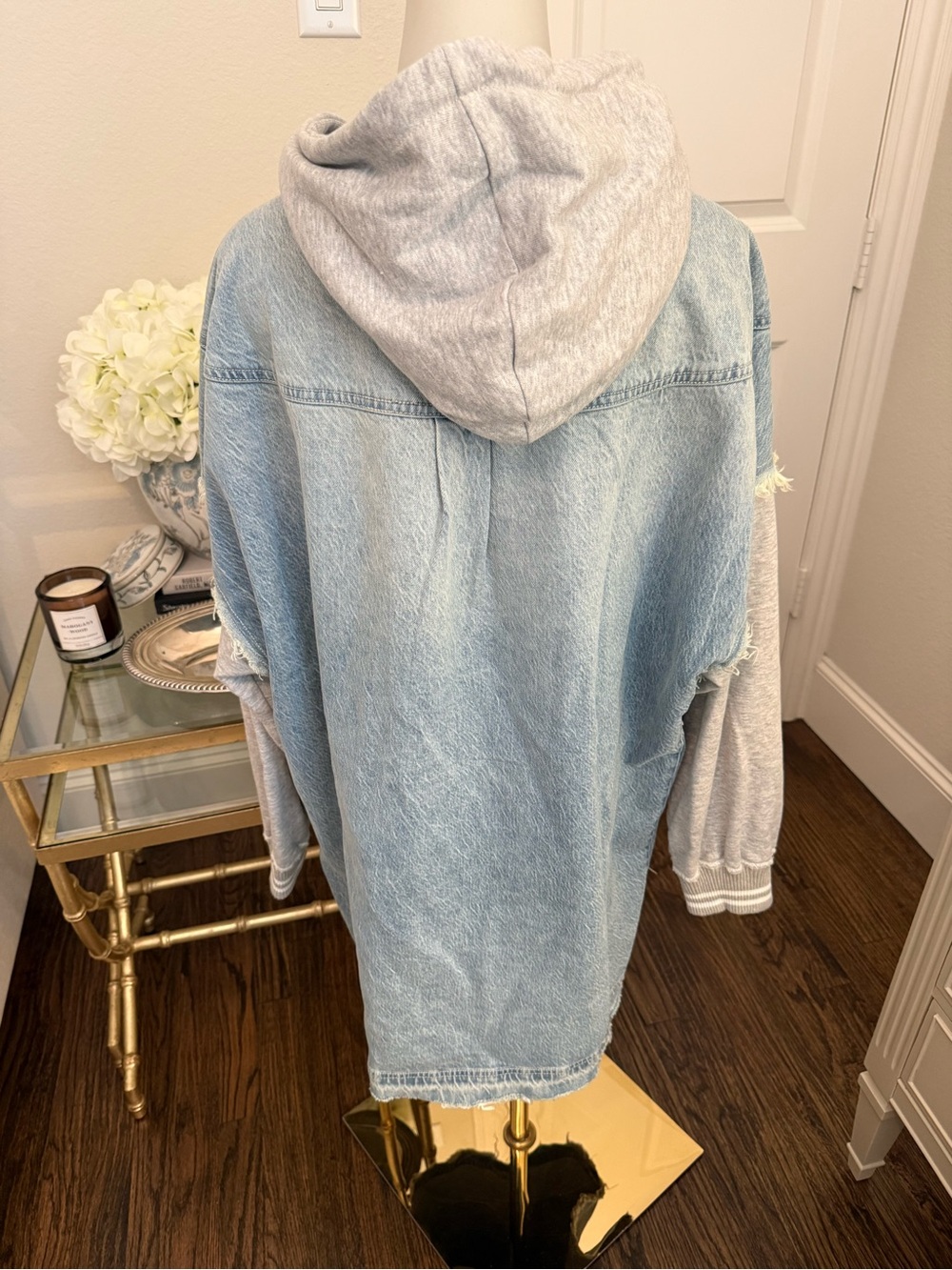 Free People Denim & Sweatshirt Hoodie Dress - Picture 4 of 6